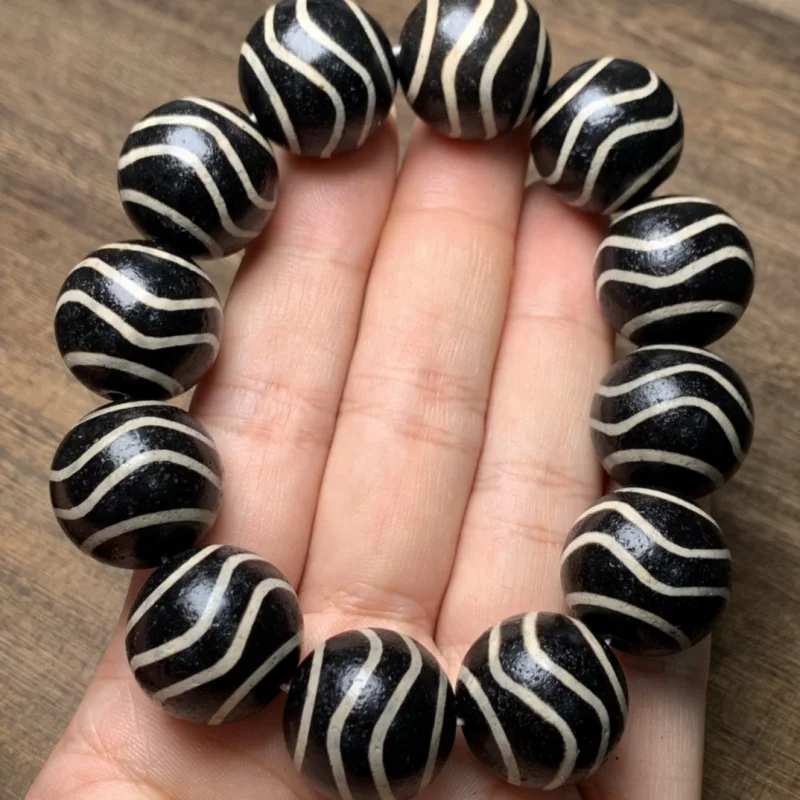 

Tibetan Boutique Weathering Old Agate Water Pattern Sky Beads Vintage Ethnic Style Bracelet Natural Wenwan Bracelet