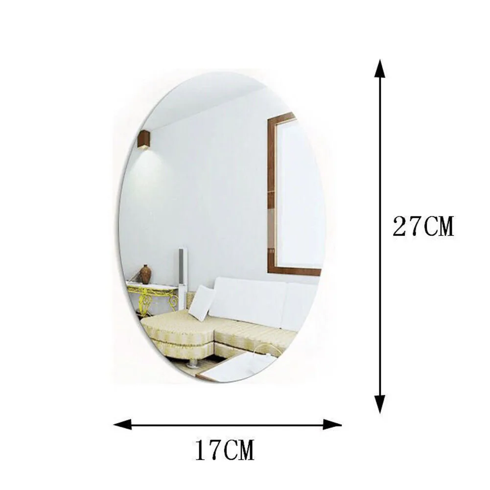 Description Picture 5 of item1x Mirror Wall Sticker Oval Square 3D Acrylic Self Adhesive- Tiles Sticker For Bathroom Make Up Mirror Sticker Home Decor