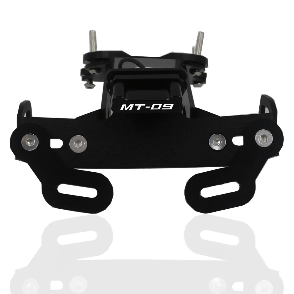 Motorstaart netjes voor Yamaha MT-09 FZ-09 2021 kentekenplaathouder spatbord eliminator beugel montage met richtingaanwijzer sequentieel stromend LED-licht (volledige set (houder 4 stuks indicatoren