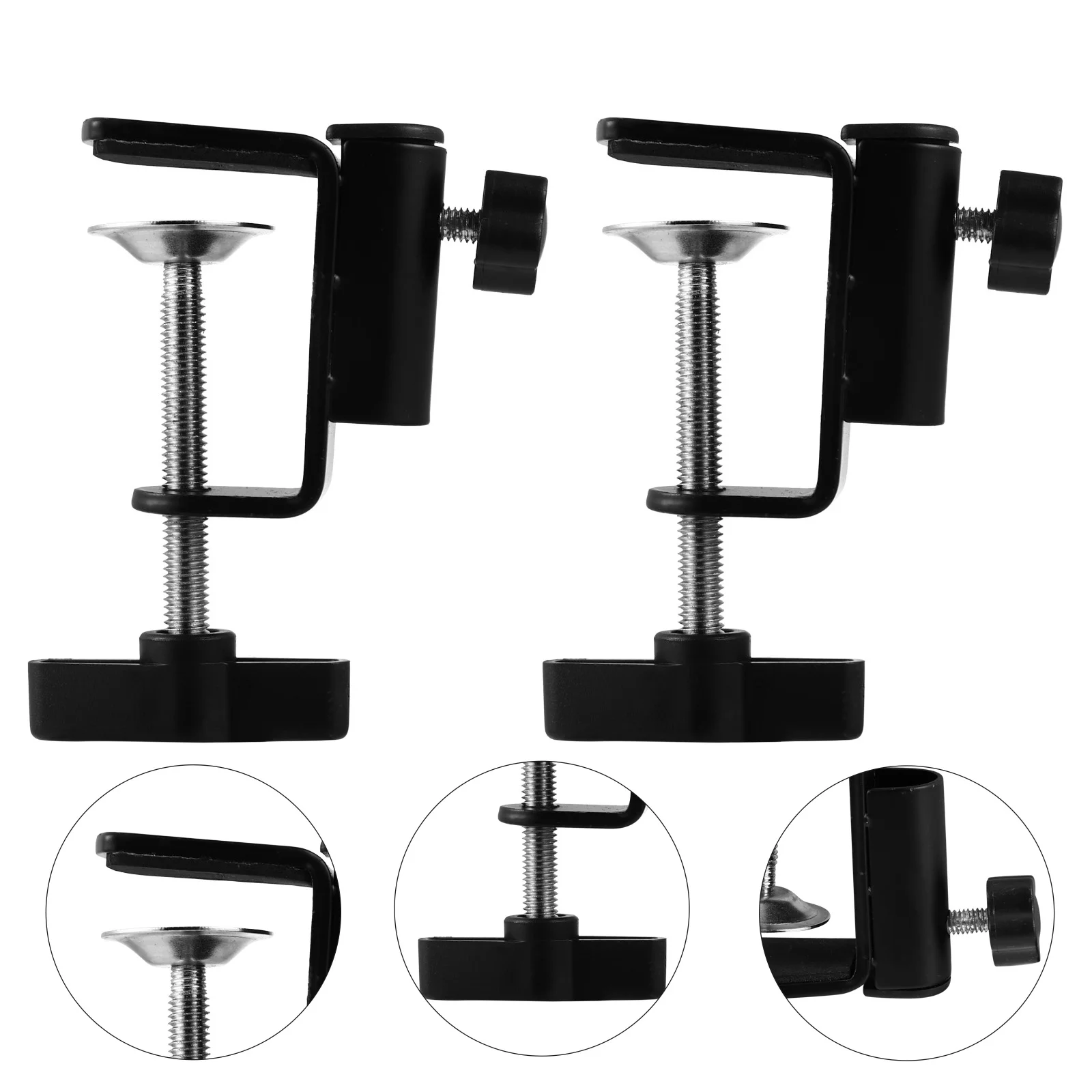 

2 Pcs Microphone Clip Table Light Metal Clamp Live Stand Holder Base Camera Mount Plastic Fixed