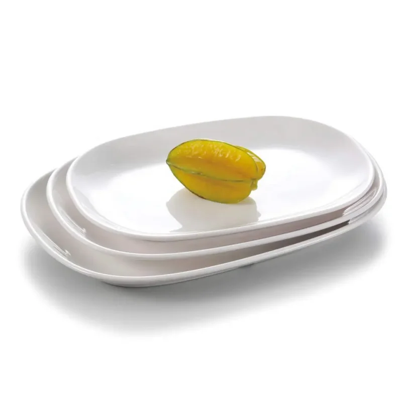Melamine Tableware Imitation Porcelain White Fried Dishes et Oval Plate