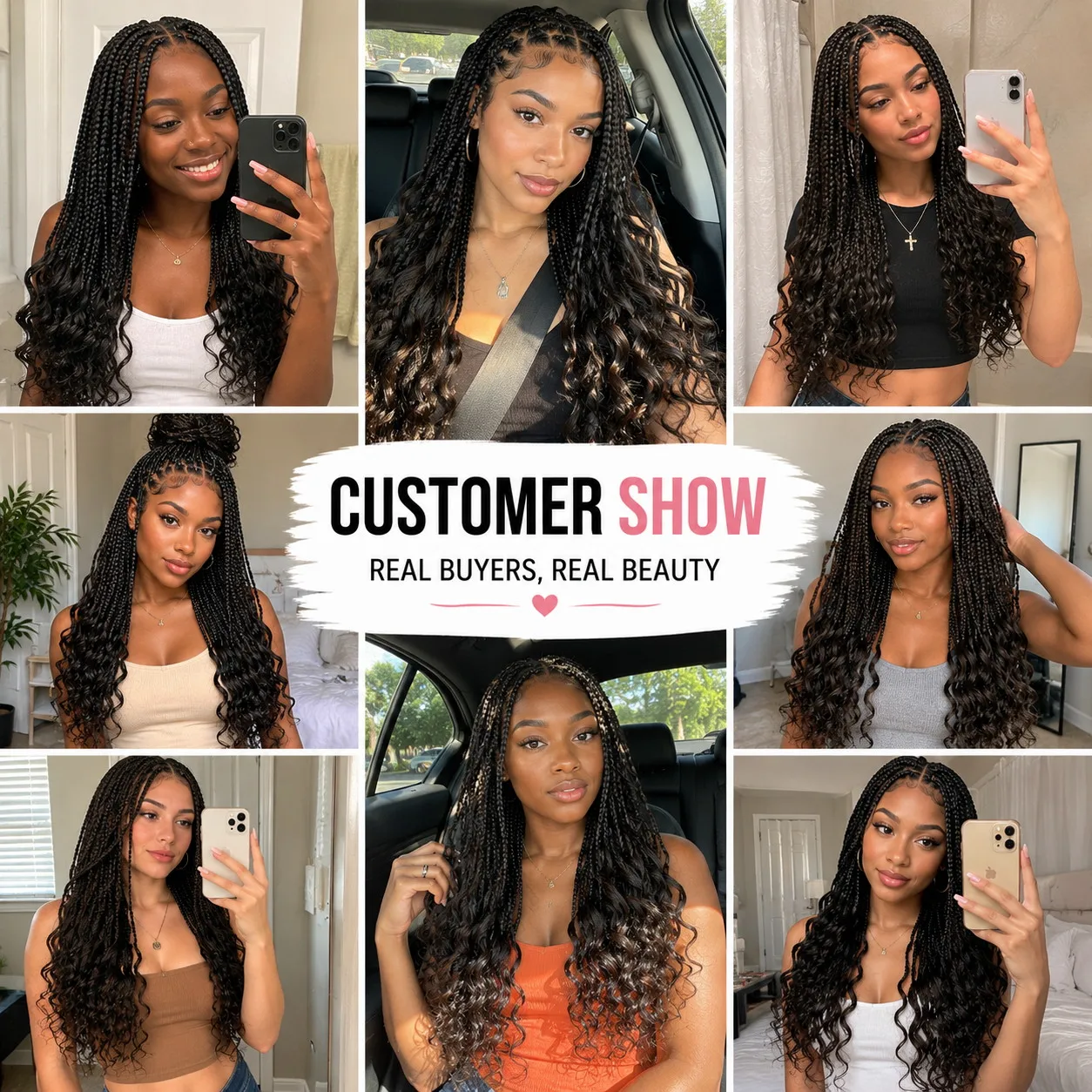 Boho French Curl Crochet Hair Extensions - Three Strand Goddess Braids with Curly Ends