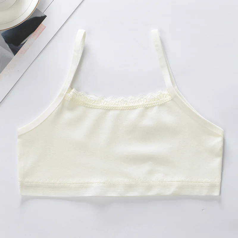 2pcs Pure Color Cotton Cute Girls Bra Children's Children's