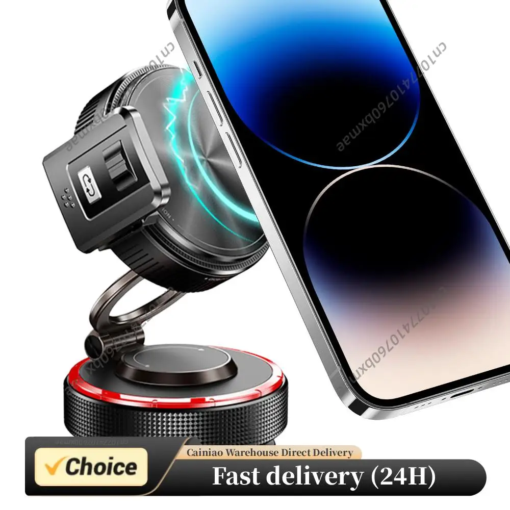 Universal 360° Rotating Magnetic Car Phone Holder with Vacuum Suction and Foldable Stand