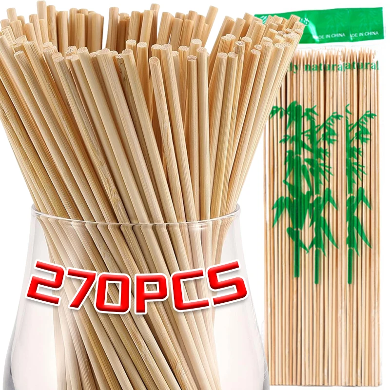 270/90pcs Food Grade Bamboo Stick Disposable Bamboo Skewer Sticks Natural Wood Long Stick for Barbecue Fruit et Party Tools