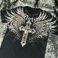 Y2K Affliction T Shirt Vintage Clothing Punk Hip Hop Graphic Print Oversized T shirt Women Round Neck Cotton Short Sleeve Tops - Image 4