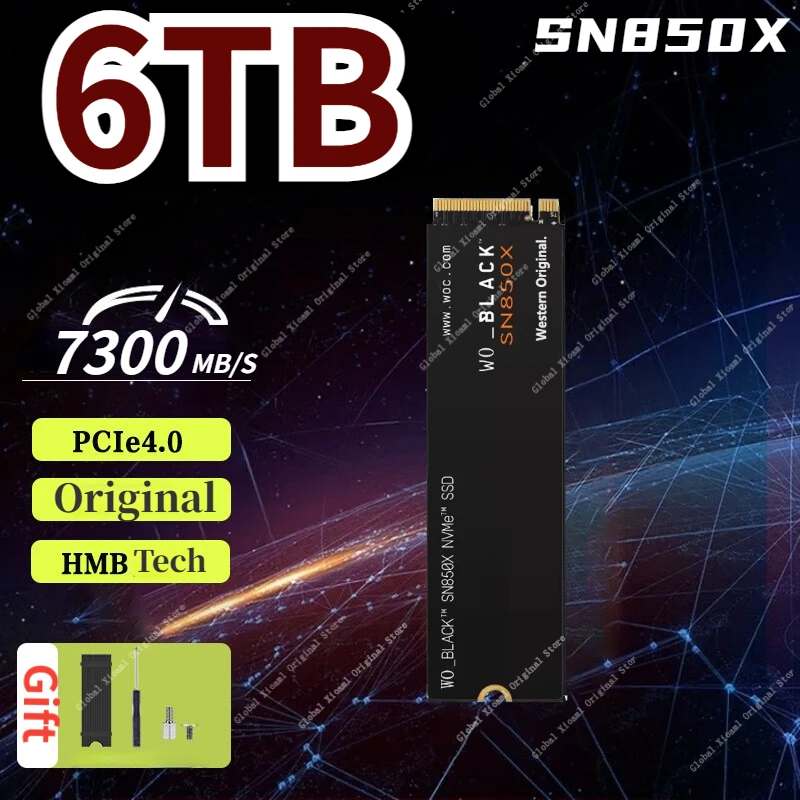 

Western Original WO_BLACK SN850X SSD M.2 NVMe PCIe 4.0 Read Up to 7300MB/s 2280 SSD for PS5 Playstation 5 Laptop Gaming Computer
