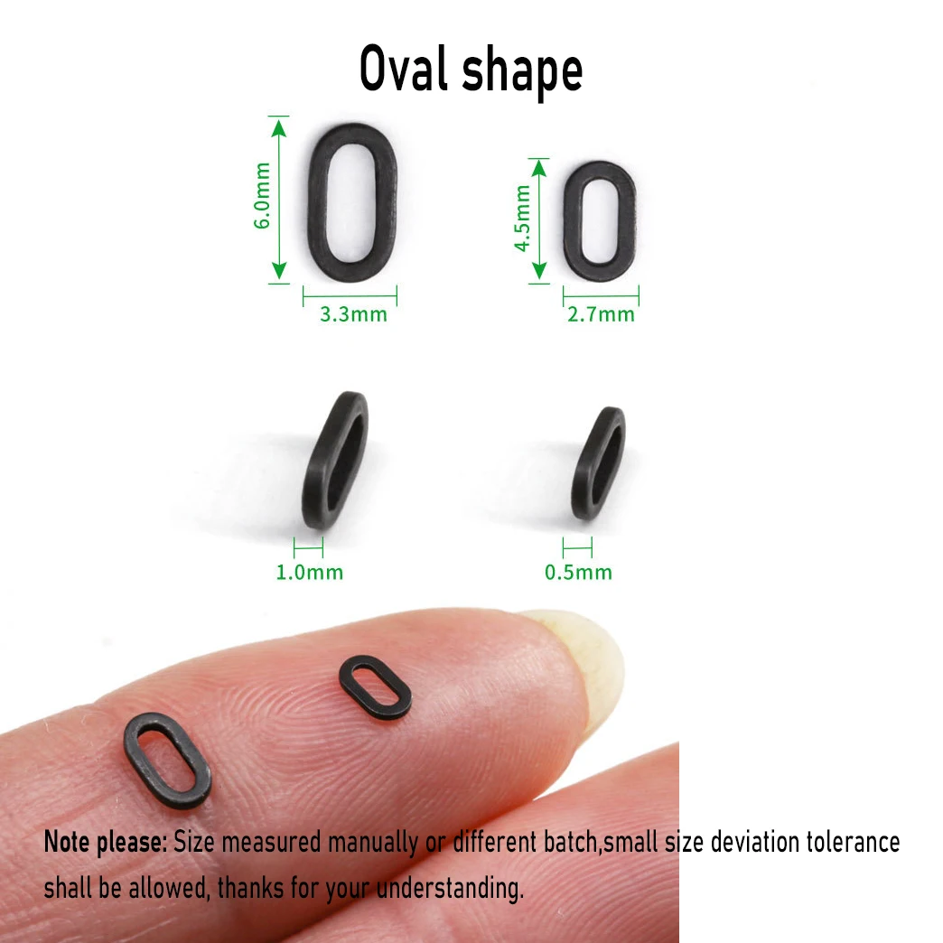 30개/50개 플랫 라운드 무광 블랙 O 링 잉어 낚시 장비 터미널 엔드 태클 액세서리 2mm 2.5mm 3.1mm 티펫 리그 링