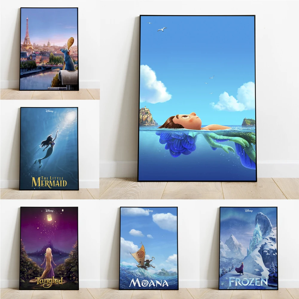Disney Princess Movie Poster Pixar Cartoon Frozen Cartoon Digital Oil Painting Stampa Camera Da Letto Wall Art Home Living Room Decor