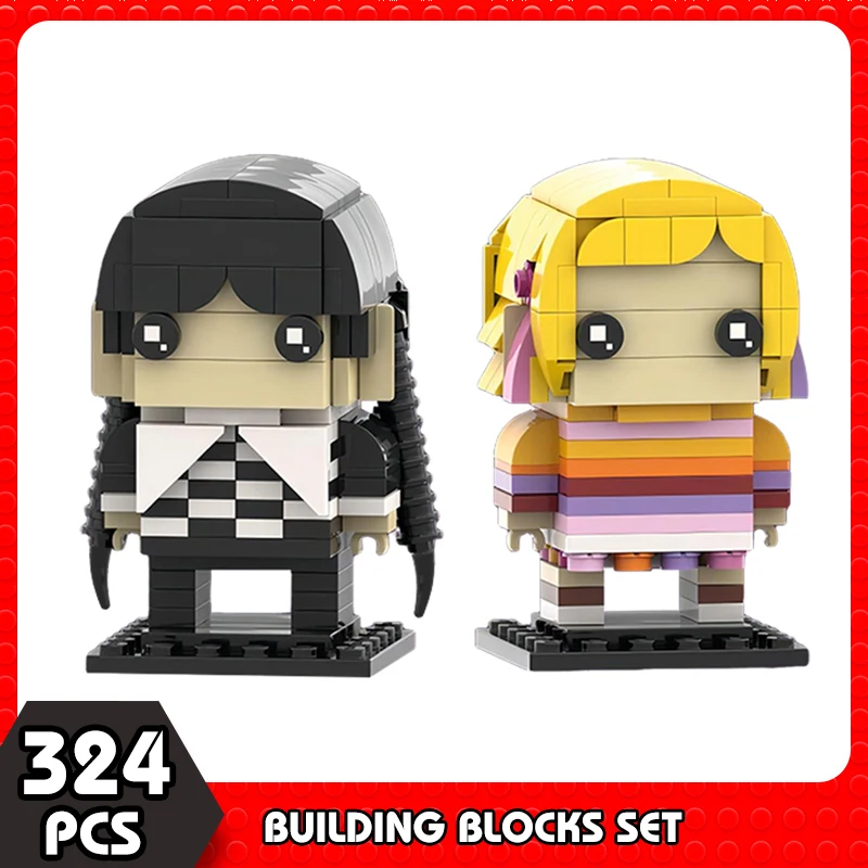 

MOC Wednesday Series Movie Character Wolf Girl Brickheadz Action Figure Building Blocks Cute Girl Doll Bricks Children Toys