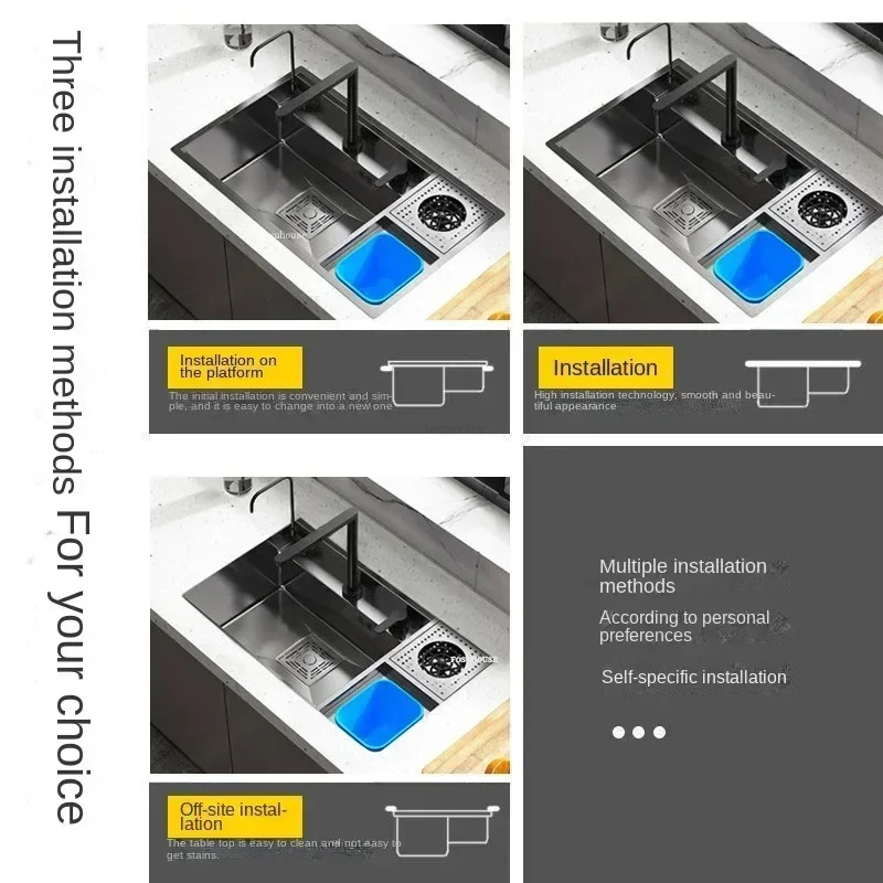 Creative Cup Washer Kitchen Sinks Multifunctional Hidden Dish Drainer Basin Home Kitchen Accessories Handmade Large Single Slot