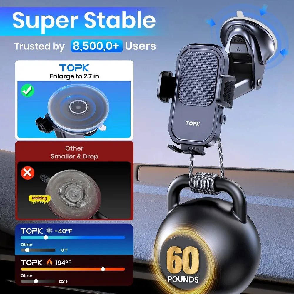 حامل جوال للسيارة - شفط قوي للطبلون