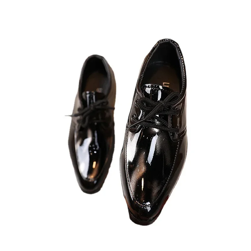 Little Boys Fashion Leather Shoes Children Kids Flats for Baby School Party Formal Wedding Toddlers Low-heeled Pointed Toe Shoes 5