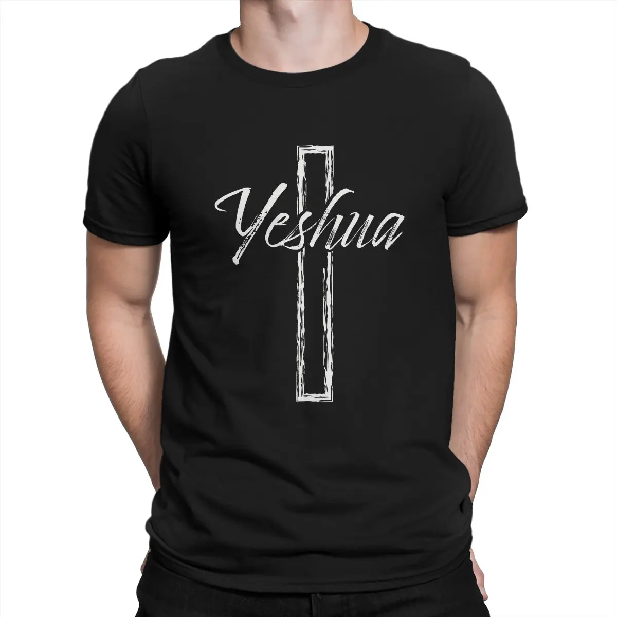 

Креативная Мужская футболка с крестом Иисуса Бога Yeshua, футболка из чистого хлопка с круглым вырезом, отличительные подарки на день рождения, топы
