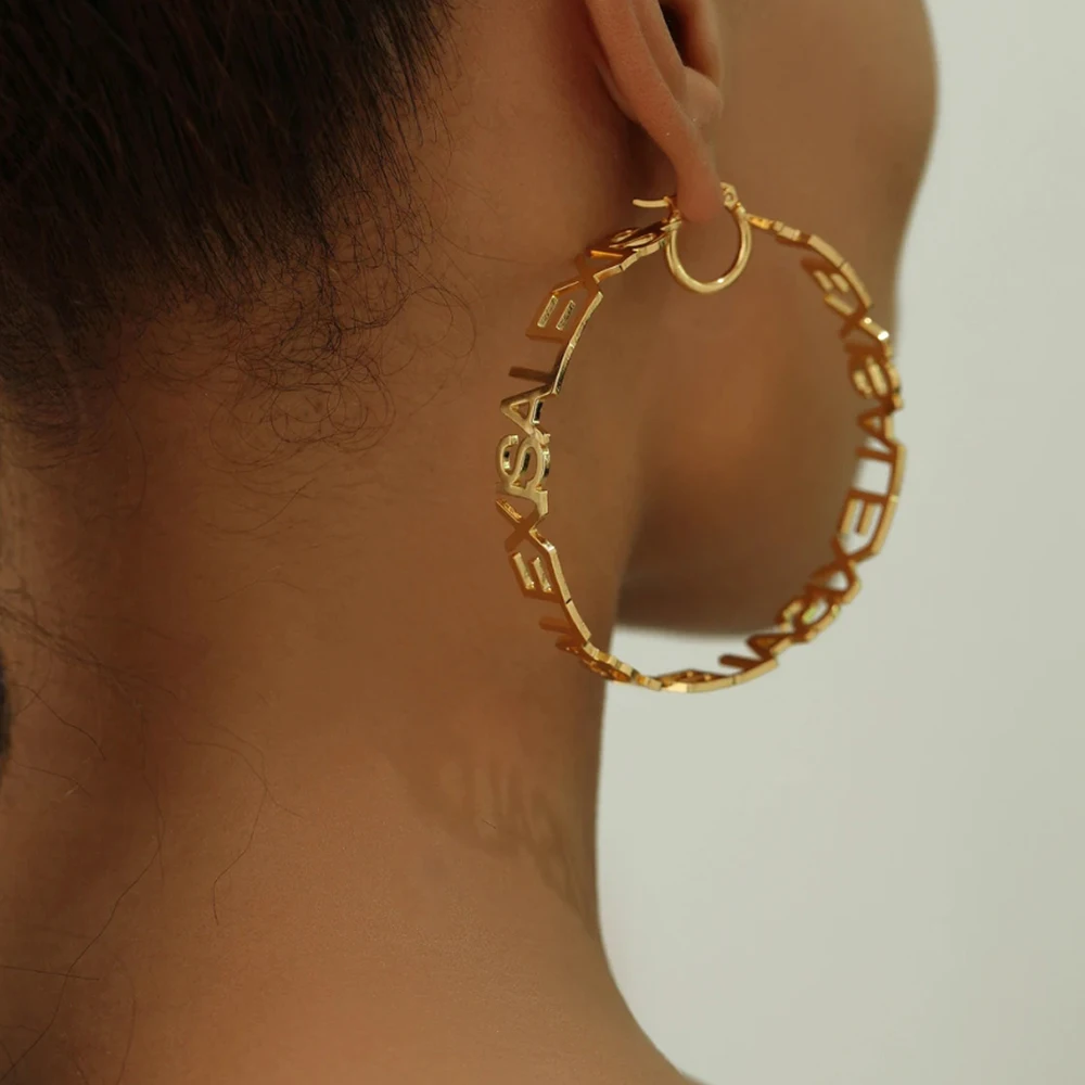 Custom name earrings, large hoop earrings, personalized earrings, custom name hoop earrings, mother gift, women gift