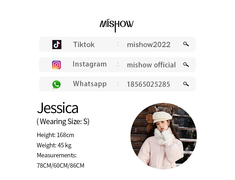 MISHOW Fur Collar Thick Women's Winter Down Jacket Spliced Pearl Single Breasted Pocket Duck Down Coats Office Lady MXD59Y0060
