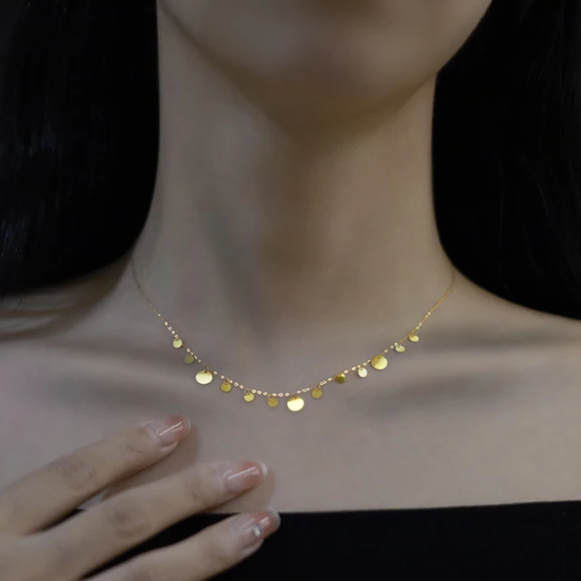 Au750 Gold Choker Necklace, Pure Gold Jewelry Au750