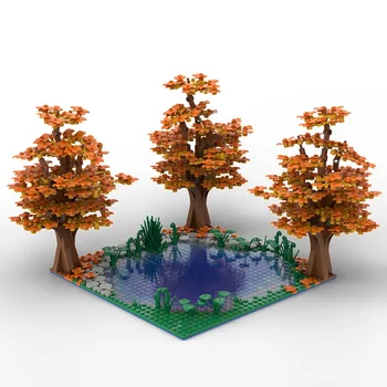 Buildmoc Creative Maple and Lake Forest Tree Rivers Natural Scenery Ideas MOC Building Blocks Toys for Children Kids Gifts Toy 1