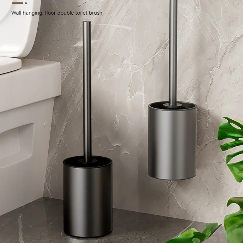 Space Aluminum Wall-Mounted Toilet Brush Holder - Easy-to-Clean Bathroom Accessory