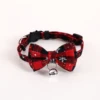 Pet Breakaway Cat Collar Bow Tie And Bell Cute Plaid Christmas Red Elastic Adjustable Dog Collar With Sash Small Bell For Cats 4