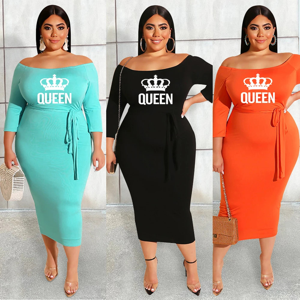 Vestito Di Colore Solido Della Ragazza Delle Spezie Della Spalla Dritta Della Gonna Della Spalla Della Cravatta Della Vita Delle Grandi Donne Alla Mod