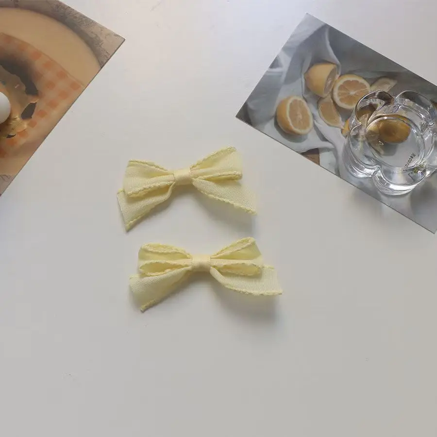 Frauen Brautjungfer Bowknot Haar Clips für Mädchen Solide Gelbe Farbe Band Bögen Haarnadeln Hairgripe Kinder Boutique Haar Zubehör – Detail 5