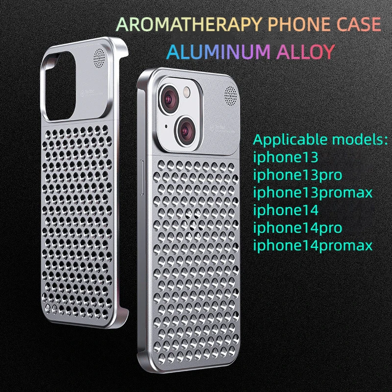 

Aluminum Alloy Iphone 13 Pro Max Case For Iphone 14 Pro Aromatherapy phone Case Hollow Heat Dissipation Anti-fall Suitable