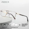 JMISUS Korean Style Aviator Prescription Glasses Man Fashion Optical Eyeglass High-quality Metal Anti Blue Light Photochromic