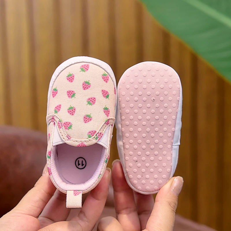 Baby Boy and Girl Toddler Shoes for Spring, Summer, and Autumn. Newborn Flat Shoes for 0-1 Year Olds, Soft-Soled Slip-Ons with Cute Fruit Patterns, Suitable for Both Indoor and Outdoor Use - 4