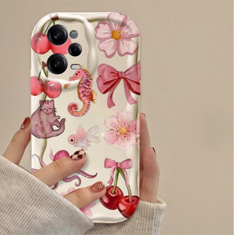 Cute Red Cherry Butterfly Pattern Clear Phone Case Cover
