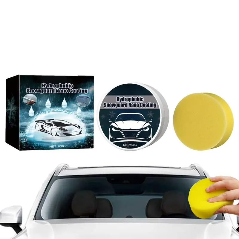 

Car Snow Removing Paste 100g Mild Snow Cleaning Hydrophobic Cream With Sponge Winter Riding Necessities For Windshields Rearview