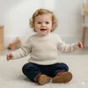 Autumn Winter Kids Ribbed Sweater Solid Color Half Turtleneck Warm Knitted Pullover Baby Boys Girls Toddler Tops Contains Wool