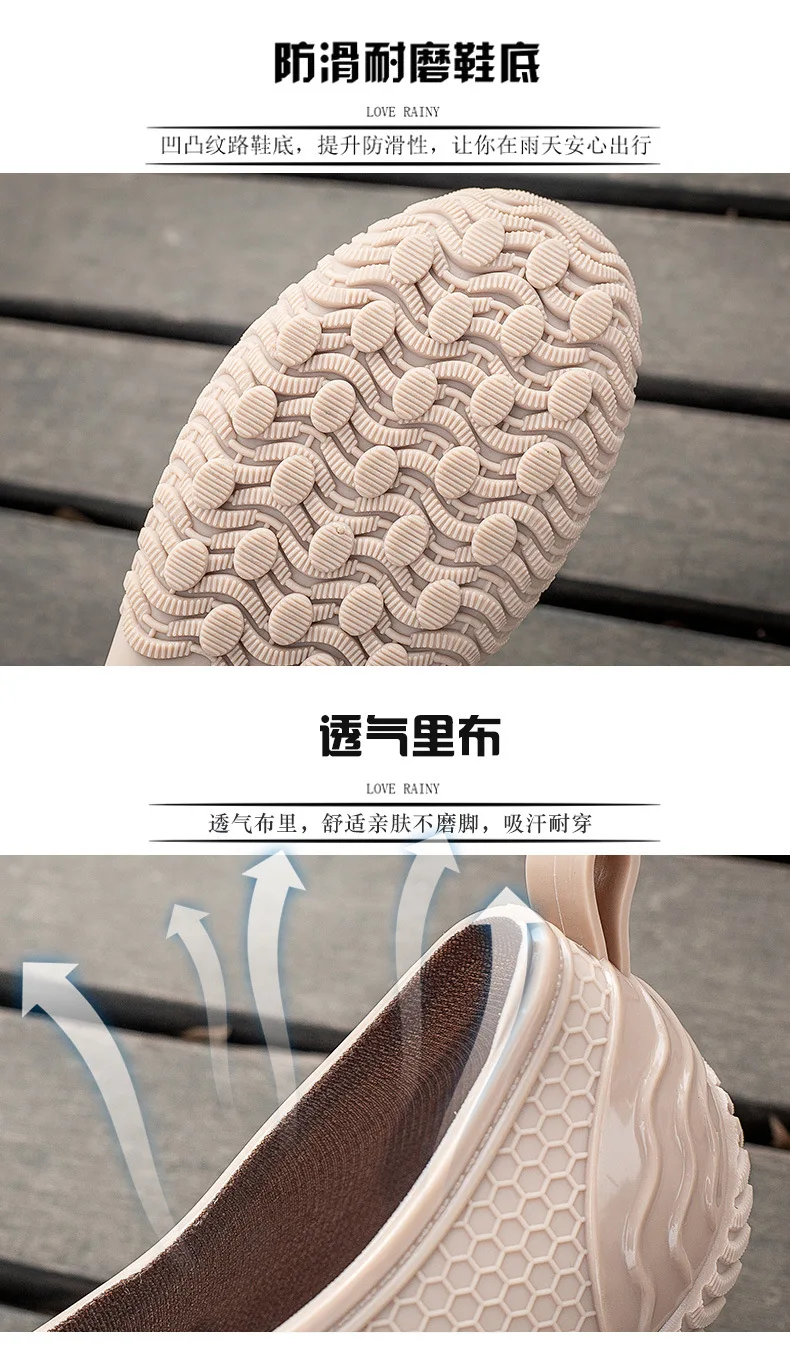Neue Knöchel Hohe Regen Stiefel frauen Modische Rainshoes Wasserdichte Schuhe Frau Anti Skid Galoschen Damen Weiche Kurze Regen Stiefel – Detail 23