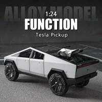 1:24 Tesla Cyberpunk Pickup Truck Model Alloy Simulation Sound And Light Pull Back Off-Road Vehicle Boys Collection Decoration 1