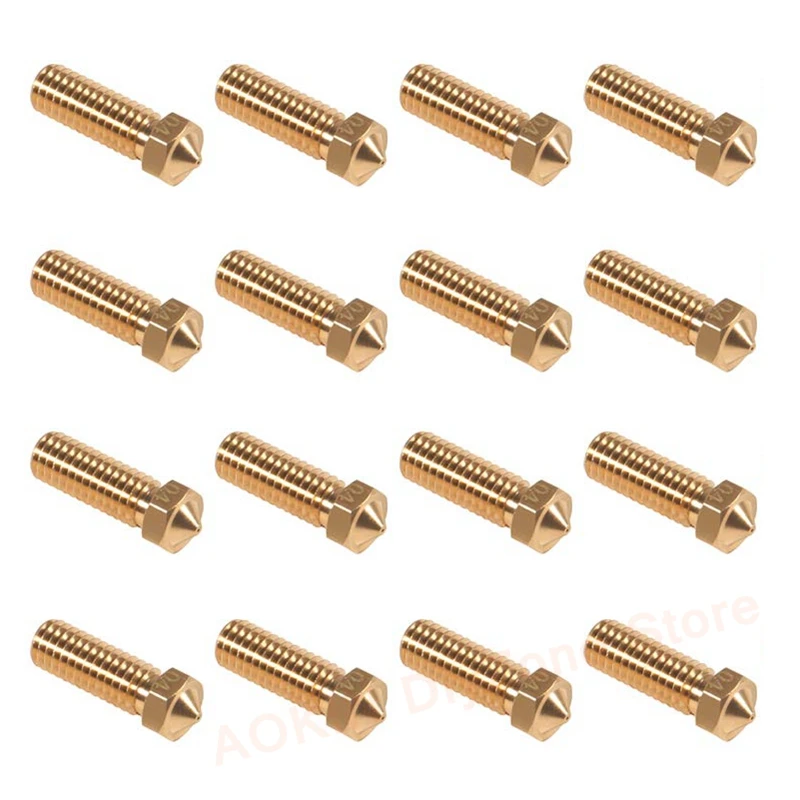 

16 Pcs 3D Printer Brass Volcano E3D V5 V6 Nozzle M6 Extruder Nozzle 0.4mm for 1.75 Filament Heater Block J-Head Hotend Extruder