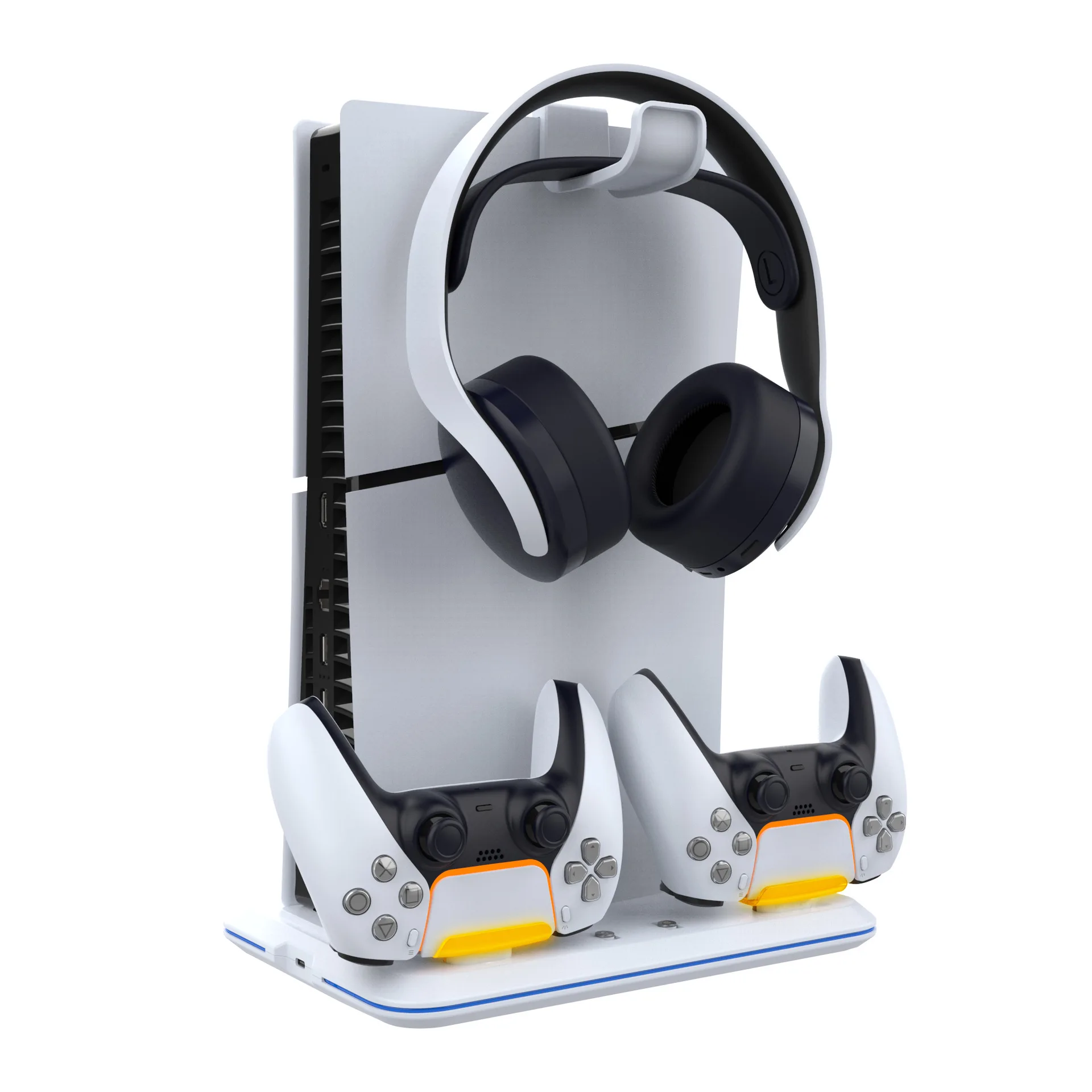 PG-P5S020 For PS5Slim host cooling fan14 RGB light for PS5 controller base charging Stand Dual Type-C magnetic Headphone bracket