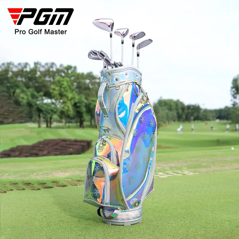 PGM Women Golf Bags Colorful Laser Transparent Portable Club Pack Waterproof Lightweight Transparent Holds 13 Clubs QB125