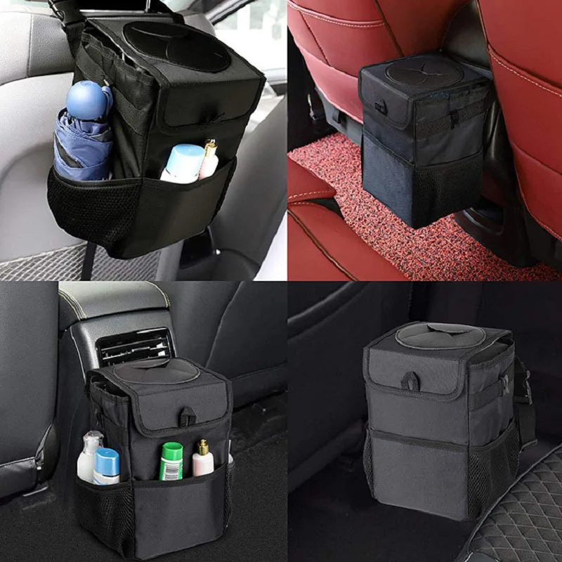 

Hangable Car Seatback Storage Storage Bag Car Collapsible Trash Can Waterproof Lined Storage Box Car Interior Supplies