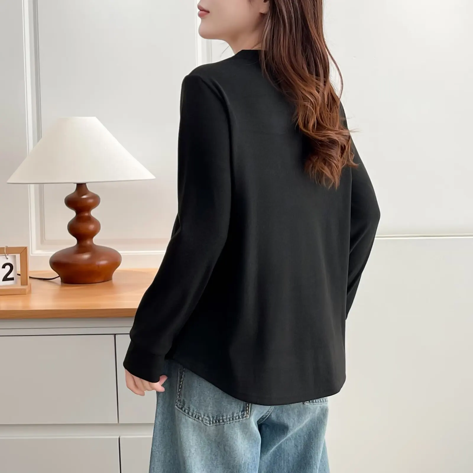 XXXXL Fashion Plus Size Women's T-Shirt New Autumn And Winter Basic Style Versatile Solid Color Warm Inner Tops 2533