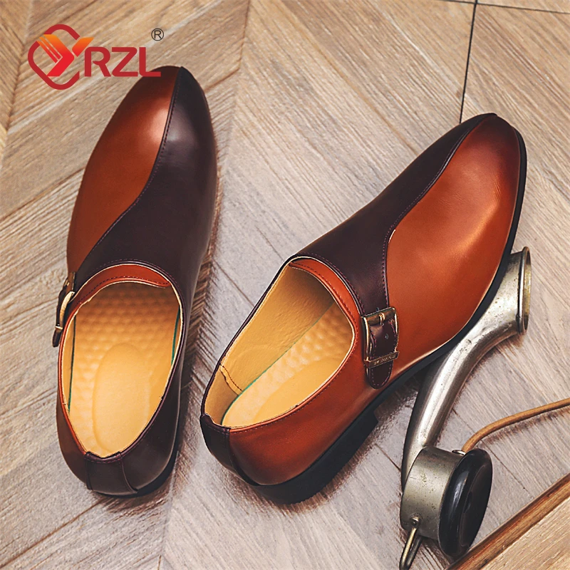 YRZL Mens Casual Business Formal Shoes Fashion Buckle Shoes Pointed Toe Office Shoes Men Loafers Flats Zapatillas Hombre