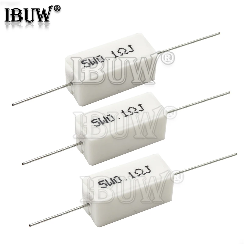 Cement Resistor 10PCS 5W 0.1 ~ 10k ohm 0.33R 1R 10R 100R 0.22 0.33 1 10 100 1K 10K ohm
