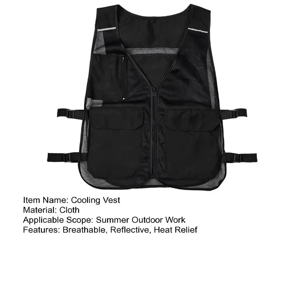Cooling Vest 60*49cm Ice Cooling Vest Breathable Mesh Outdoor Work Vest With Ice Packs Adjustable Waist Heat Relief Reflective Safety Jacket