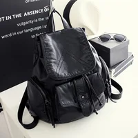 Fashion Women Backpacks Soft Washed PU Leather Travel Bag Female Drawstring Backpack High Capacity School Bags for Women 1