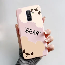 Cute Bear Cartoon Silicone Case - Soft Bumper Cover for Samsung Galaxy A6 Plus 2018 (Pink-M01)