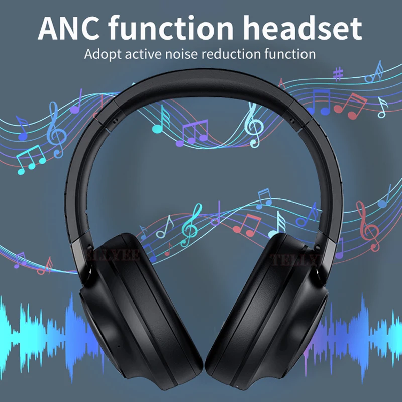 

ANC Wireless Headphones Hybrid Active Noise Cancelling Bluetooth Headsets Foldable HiFi Hi-Res Audio Over Ear Earphones 60H Time