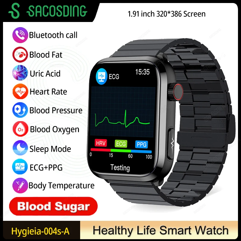 

New AI Medical Diagnosis Uric Acid Non invasive Blood Glucose Smart Watch Men Blood Lipid Blood Oxygen Blood Pressure Smartwatch