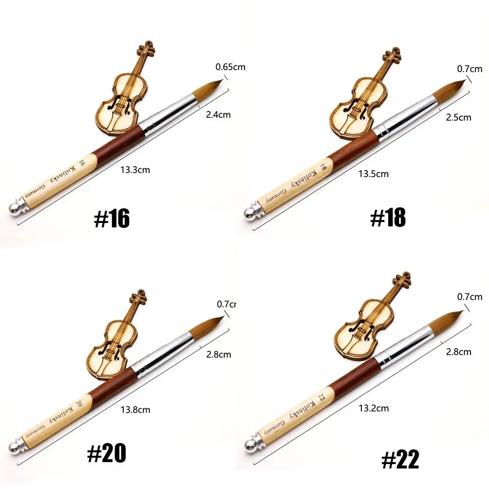 Fashion Hot Kolinsky Acrylic Nail Brush Oval Crimped Shaped Wood Handle Manicure Powder Bursh UV Gel Nail Polish Art Brush Tool 5