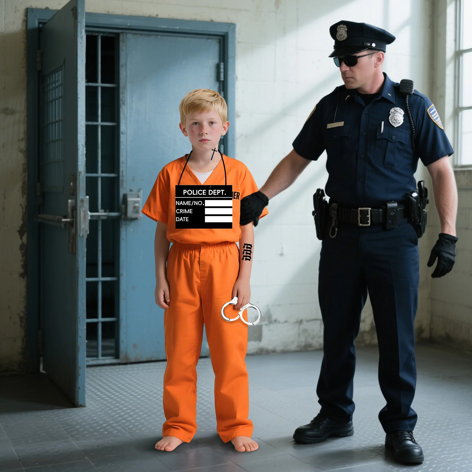 thumbnail image 2 of Mens Guilty Prisoner Costume Adult Jailbird Convict 2pcs Uniform Prison Outfit E 2 of 9