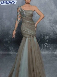 Charming One Shoulder Sleeve Evening Dresses 2024 Classic Tulle Bride Gown Elegant Floor Length Prom Dress Vestidos De Novia