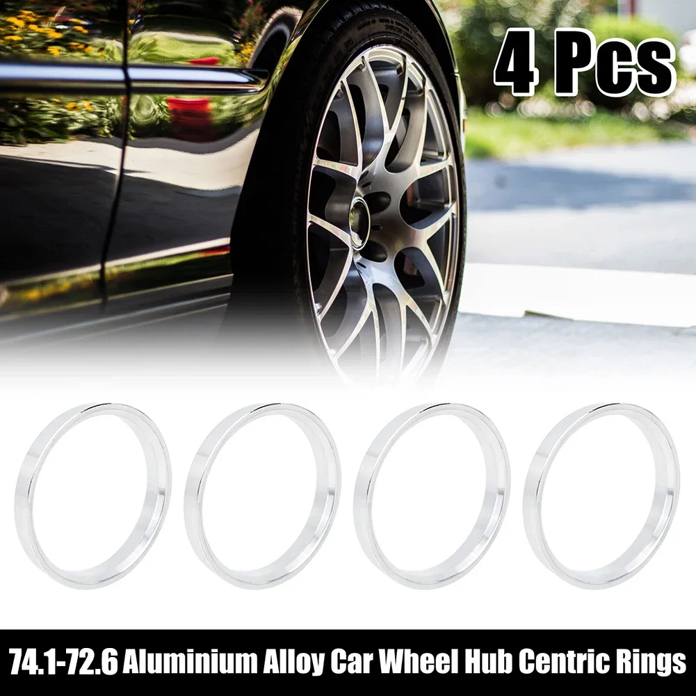 4pcs/set Aluminum Car Hub Centric Rings 72.6mm Car Hub to 74.1mm Wheel Bore for BMW Centric Rings Accessories wheel adapters spacers
